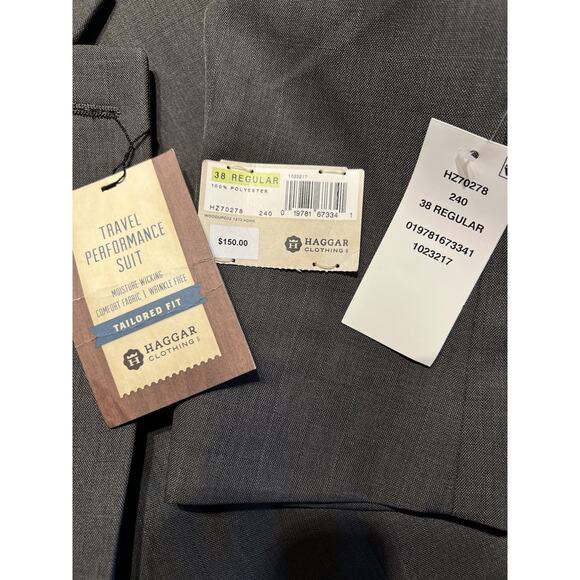 New Haggar 38R Travel Gray Blaze Jacket Wrinkle Free Moisture Wicking Comfort - Picture 14 of 16